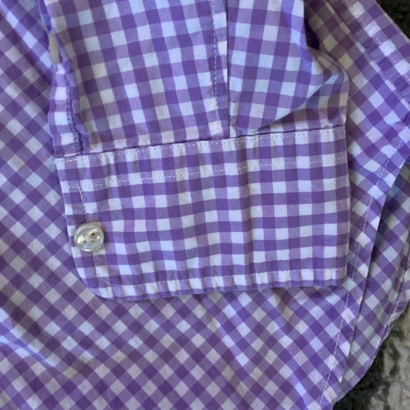 Ralph Lauren Lavender and White Checked Button Down Shirt Boys Size 10/12 - Picture 5 of 6